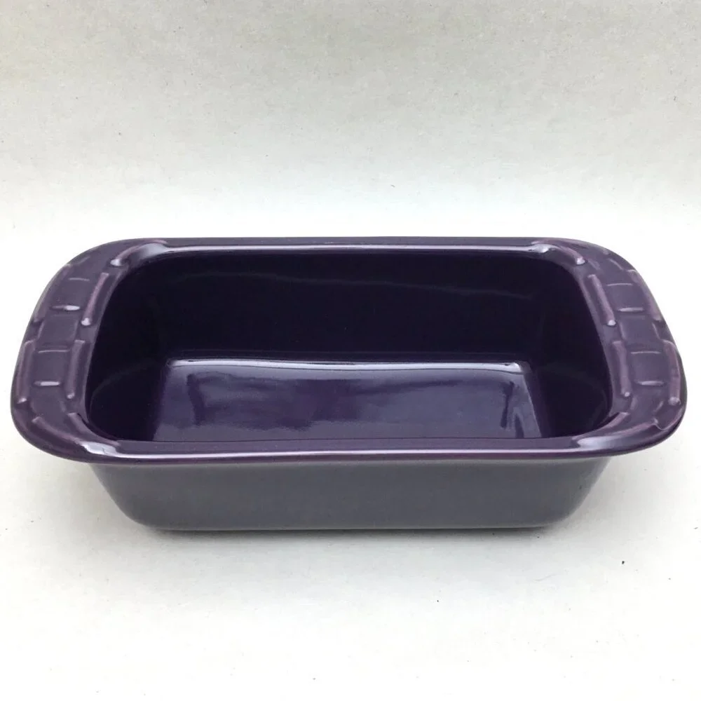 Longaberger Pottery Eggplant Purple Mini Loaf Dish Woven Traditions Bakeware